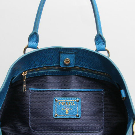 2014 Prada original grainy calfskin tote bag BN2419 blue - Click Image to Close